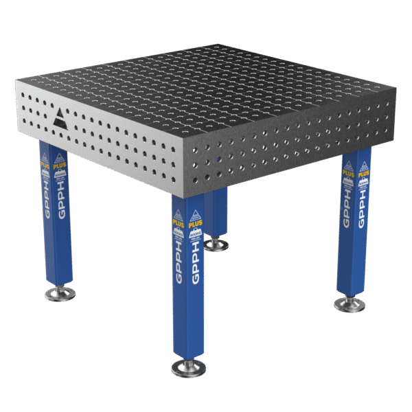 Masă de sudură PLUS – Dimensiune: 1000x1000mm, Grilă: 50x50mm, Sistem: Φ16, Picioare: pe picioare