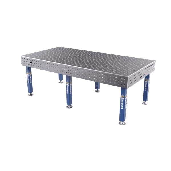 Zvárací stôl PLUS Mreža - 50x50mm, Systém - Φ16, Veľkosť - 2400x1200mm, Nohy - na pätkách