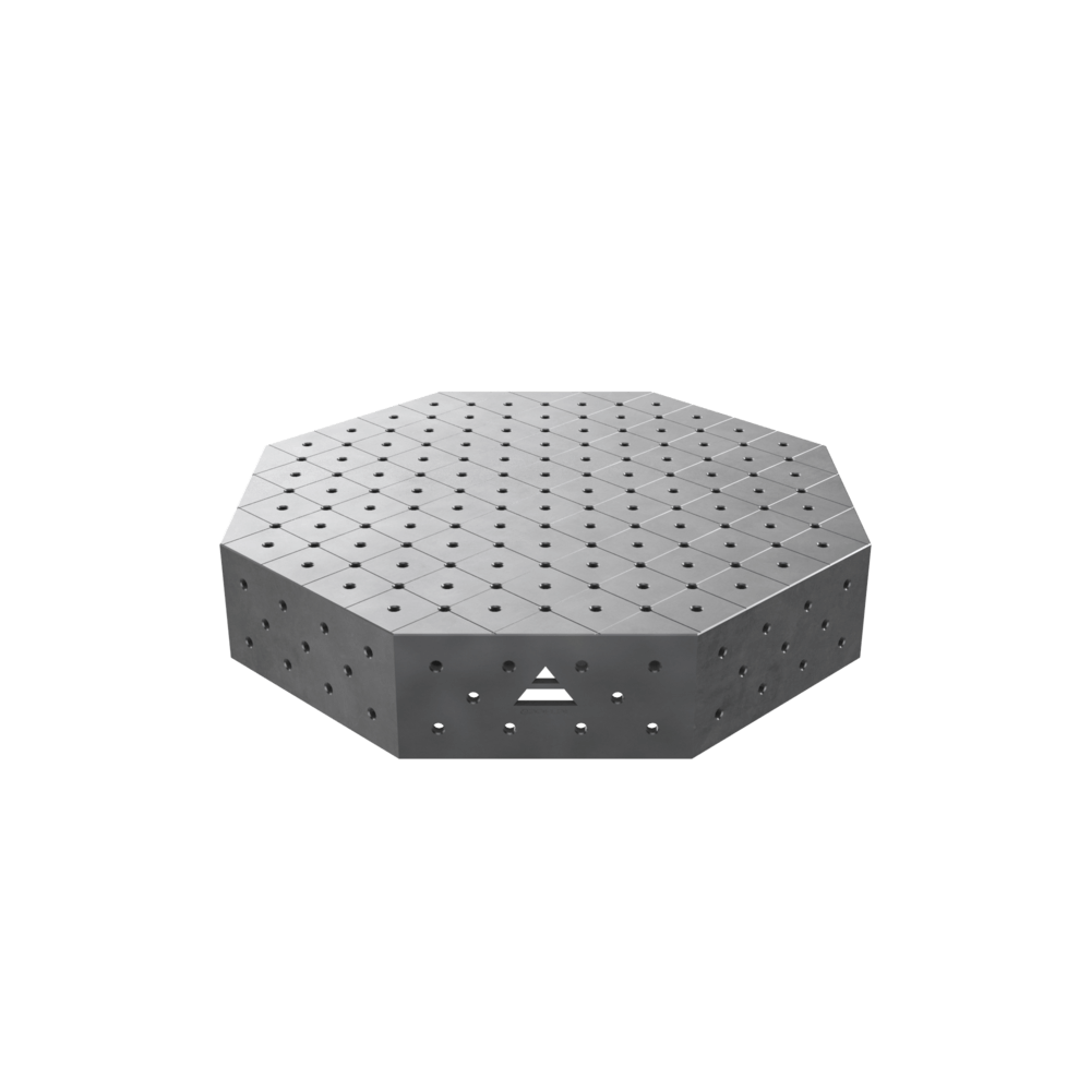 Stół spawalniczy ośmiokątny OCT z blatem PRO 1000x1000 mm fi16 mm siatka diagonalna