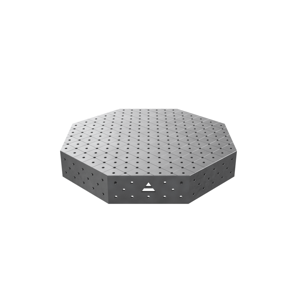 Stół spawalniczy ośmiokątny OCT z blatem PRO 1200x1200 mm fi16 mm siatka diagonalna