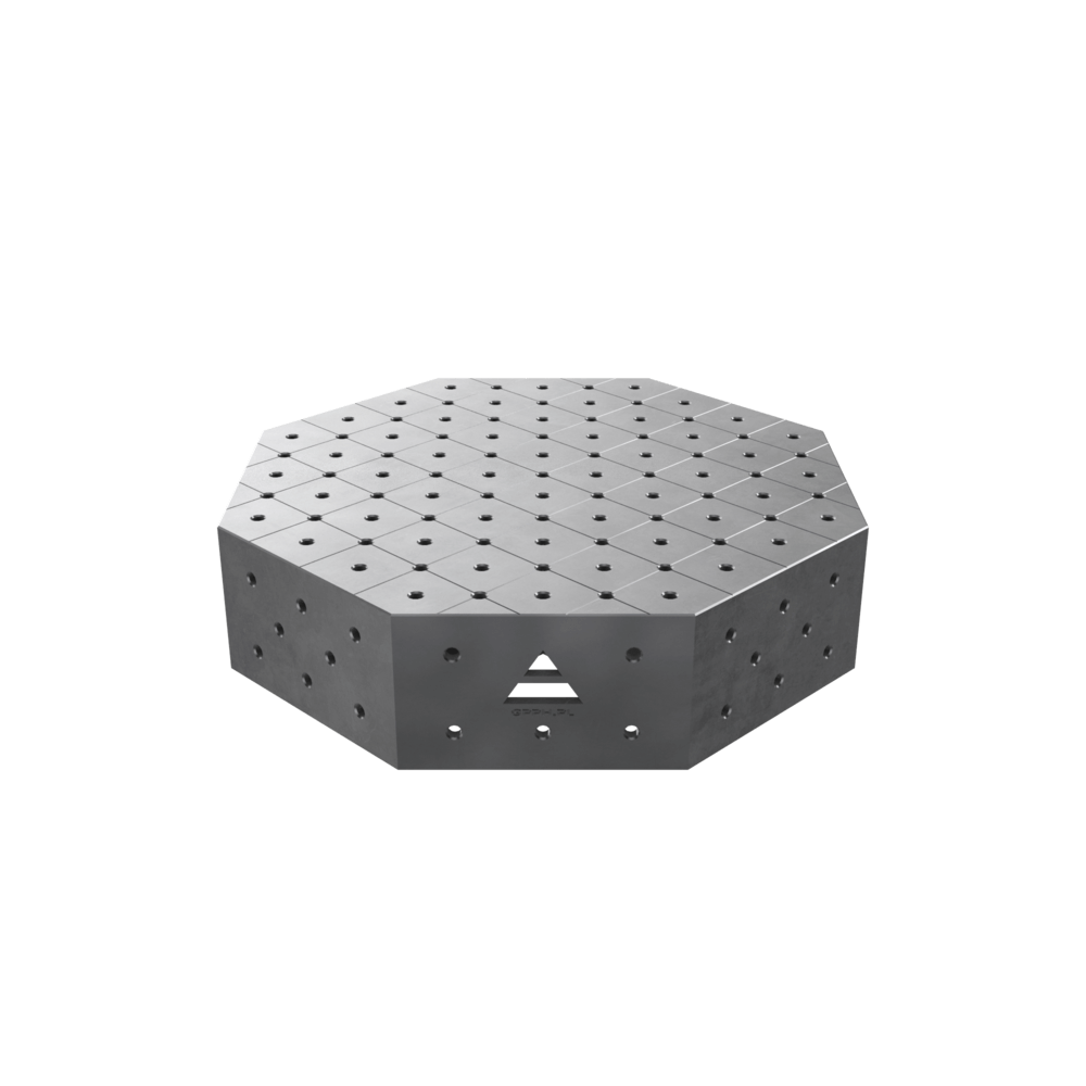 Stół spawalniczy ośmiokątny OCT z blatem PRO 800x800 mm fi16 mm siatka diagonalna