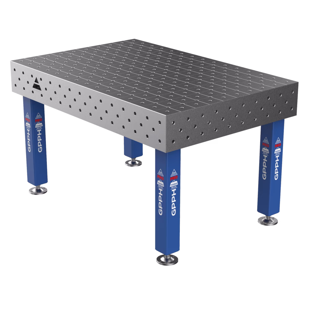 Table de soudage PRO System - Φ16, dimensions - 1500 x 1000 mm, pieds - sur socles, grille - DIAGONALE