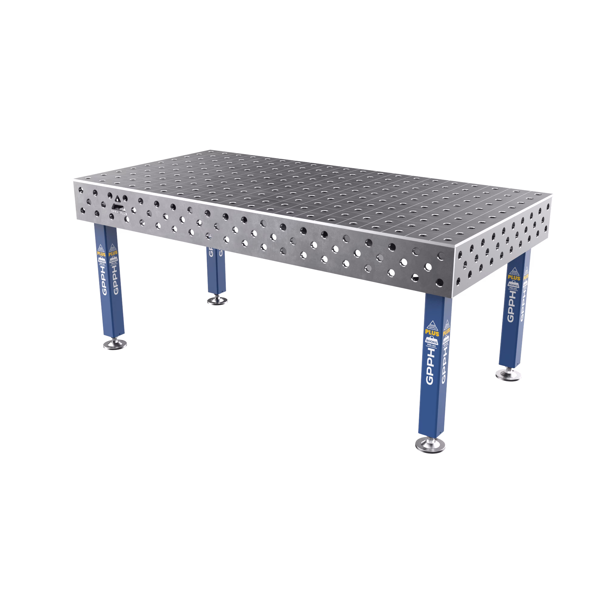 Mesa de soldadura PLUS Rejilla - 100x100 mm, Sistema - Φ28, Tamaño - 2000x1000 mm, Patas - Sobre pies