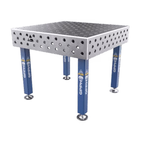 Mesa de soldadura PLUS Tamaño: 1000 x 1000 mm, rejilla: 100 x 100 mm, sistema: Φ28, patas: sobre pies.