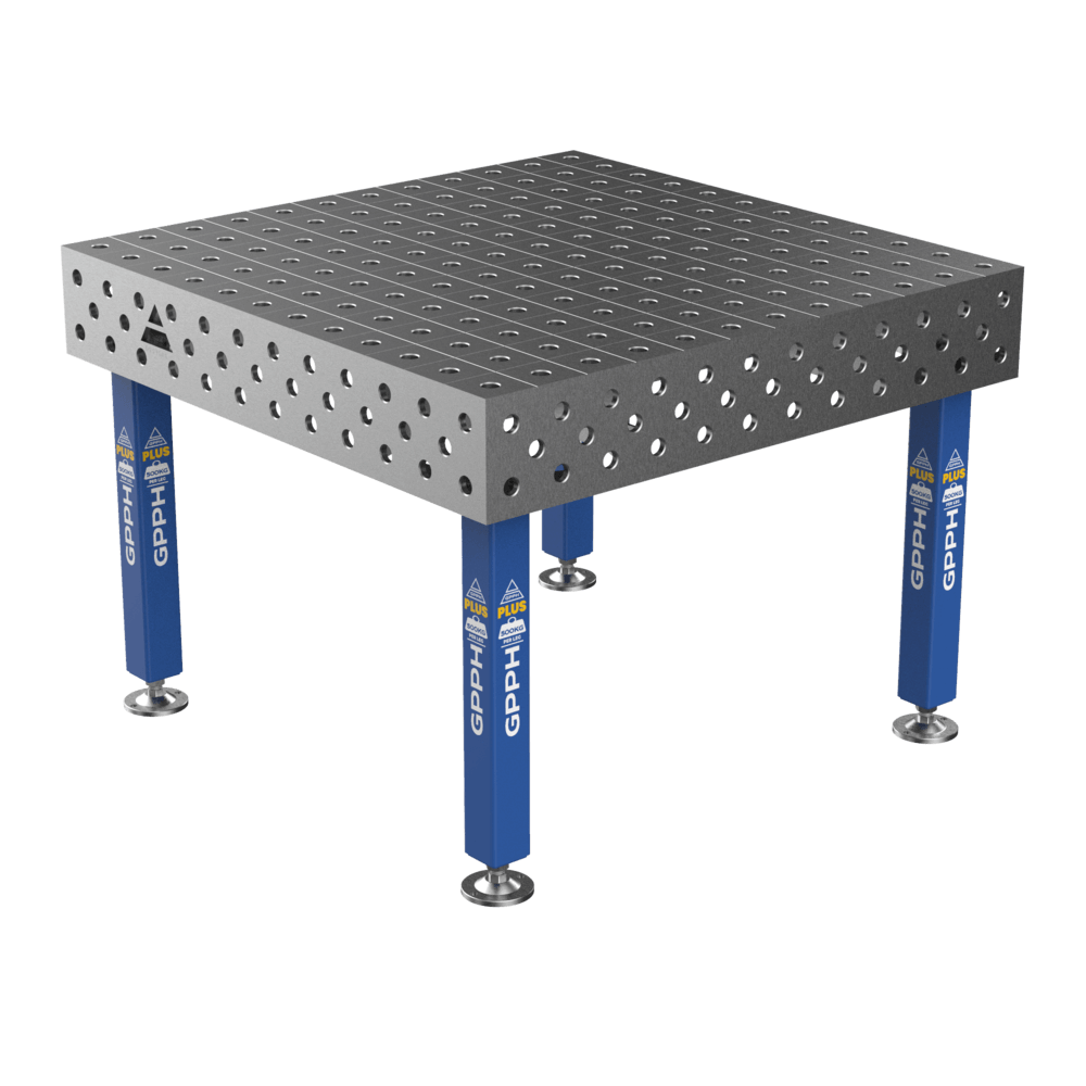 Stół Spawalniczy PLUS Siatka - 100x100mm, System - Φ28, Rozmiar - 1200x1200mm, Nogi - Na stopach