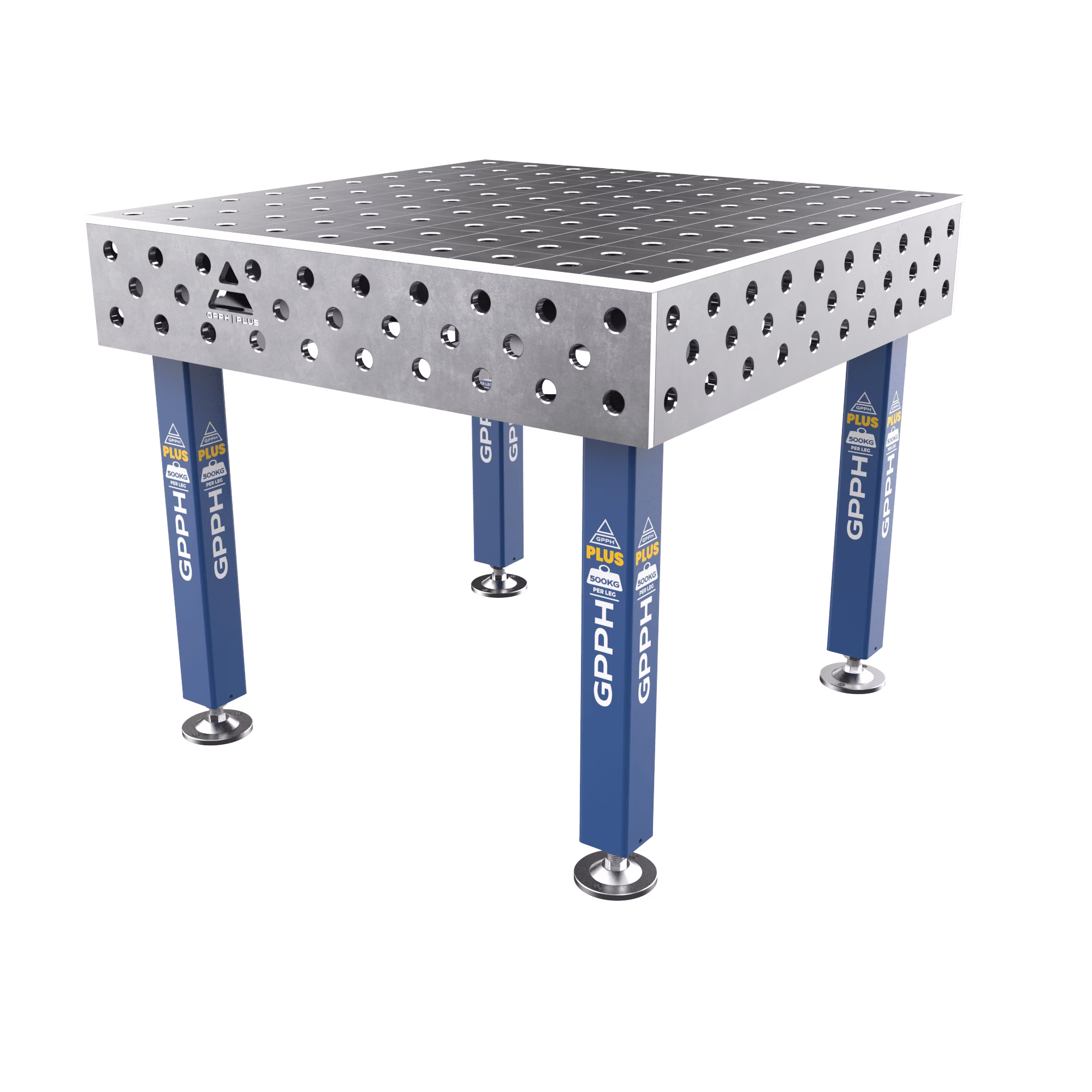 Mesa de soldadura PLUS Rejilla - 100x100 mm, Sistema - Φ28, Tamaño - 1200x1200 mm, Patas - Sobre pies