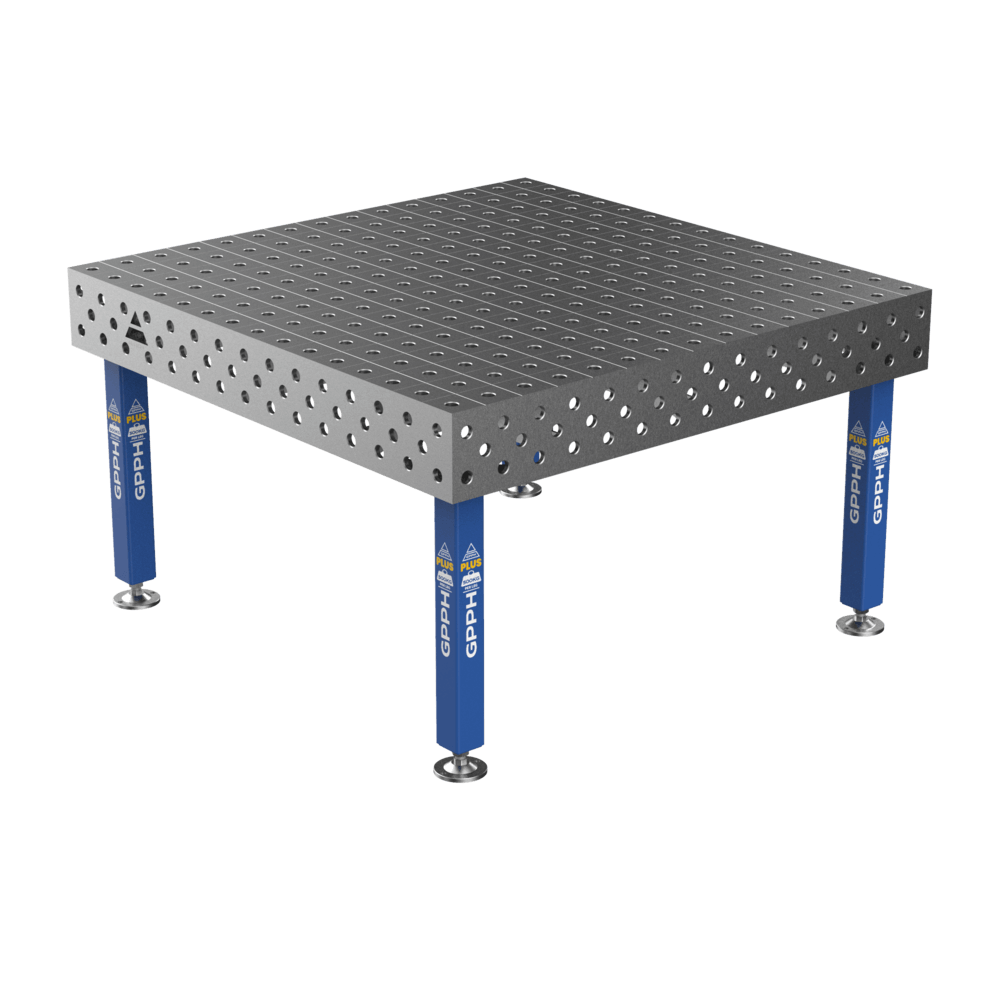Stół Spawalniczy PLUS Siatka - 100x100mm, System - Φ28, Rozmiar - 1500x1480mm, Nogi - Na stopach