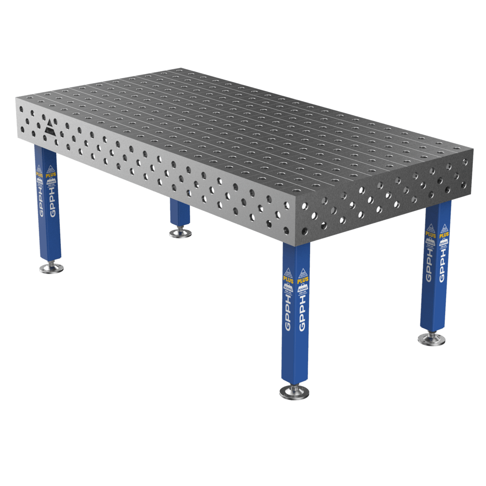 Stół Spawalniczy PLUS Siatka - 100x100mm, System - Φ28, Rozmiar - 2000x1000mm, Nogi - Na stopach