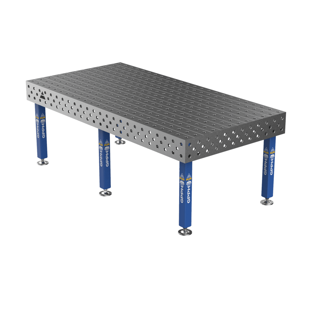 Stół Spawalniczy PLUS Siatka - 100x100mm, System - Φ28, Rozmiar - 2400x1200mm, Nogi - Na stopach