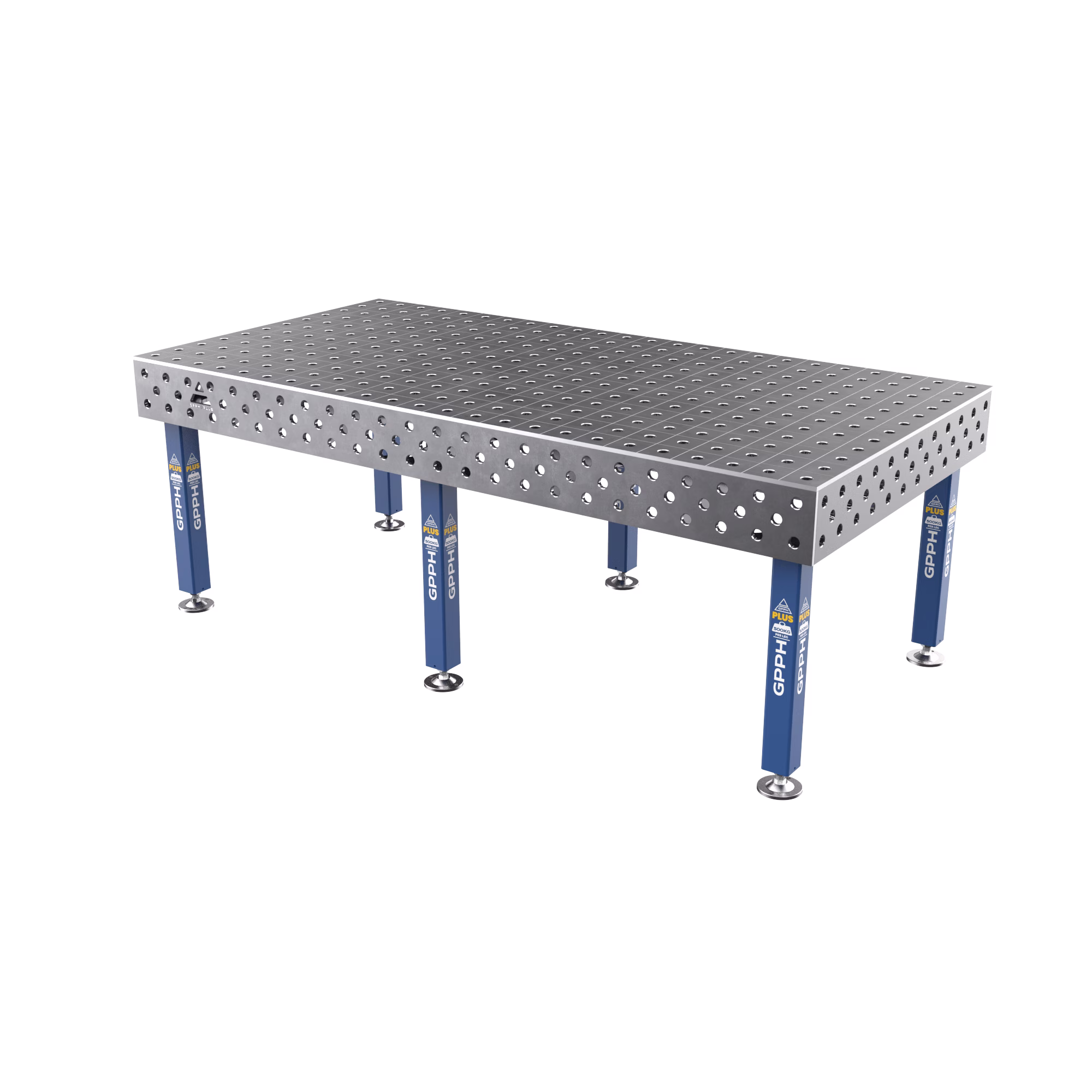 Mesa de soldadura PLUS Rejilla - 100x100 mm, Sistema - Φ28, Tamaño - 2400x1200 mm, Patas - Sobre pies