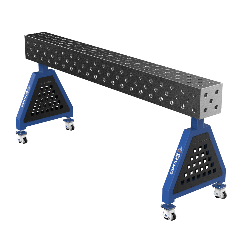 Schweißstütze TRESTLE ECO auf Rädern 2000x200x200 mm Durchmesser 28 mm diagonales Raster