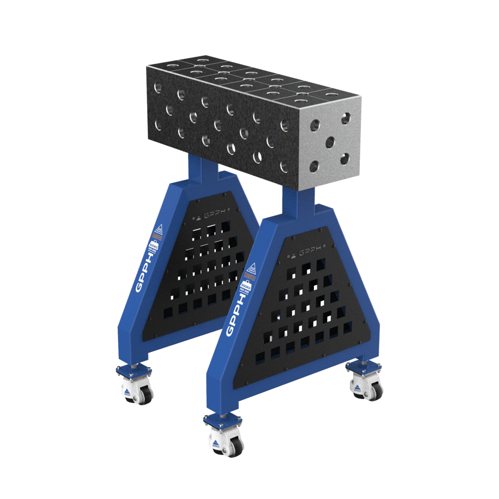 Schweißstütze TRESTLE ECO auf Rädern 600x200x200 mm Durchmesser 28 mm diagonales Raster
