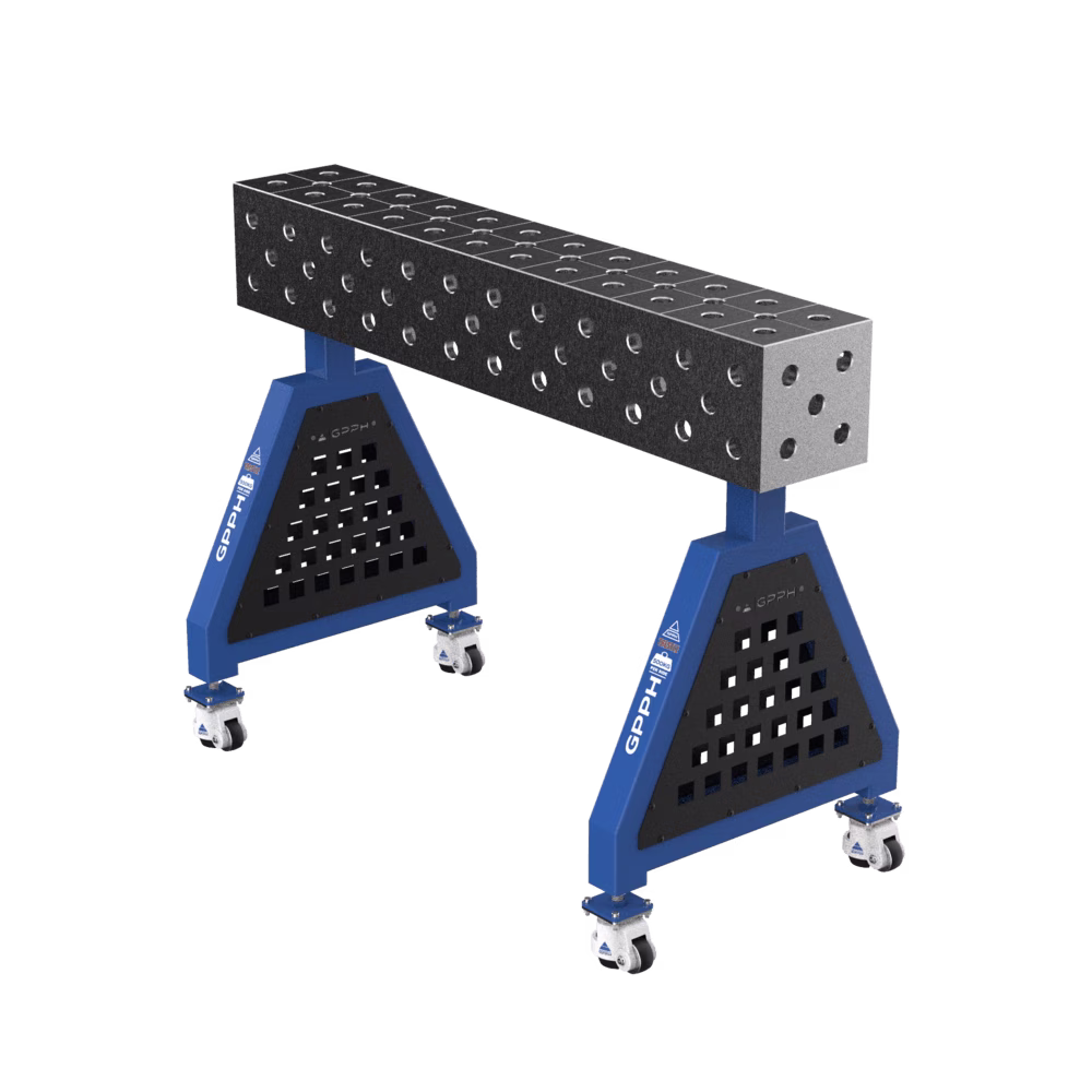 Schweißstütze TRESTLE EXPERT auf Rädern 1200x200x200 mm Ø28 mm diagonales Raster