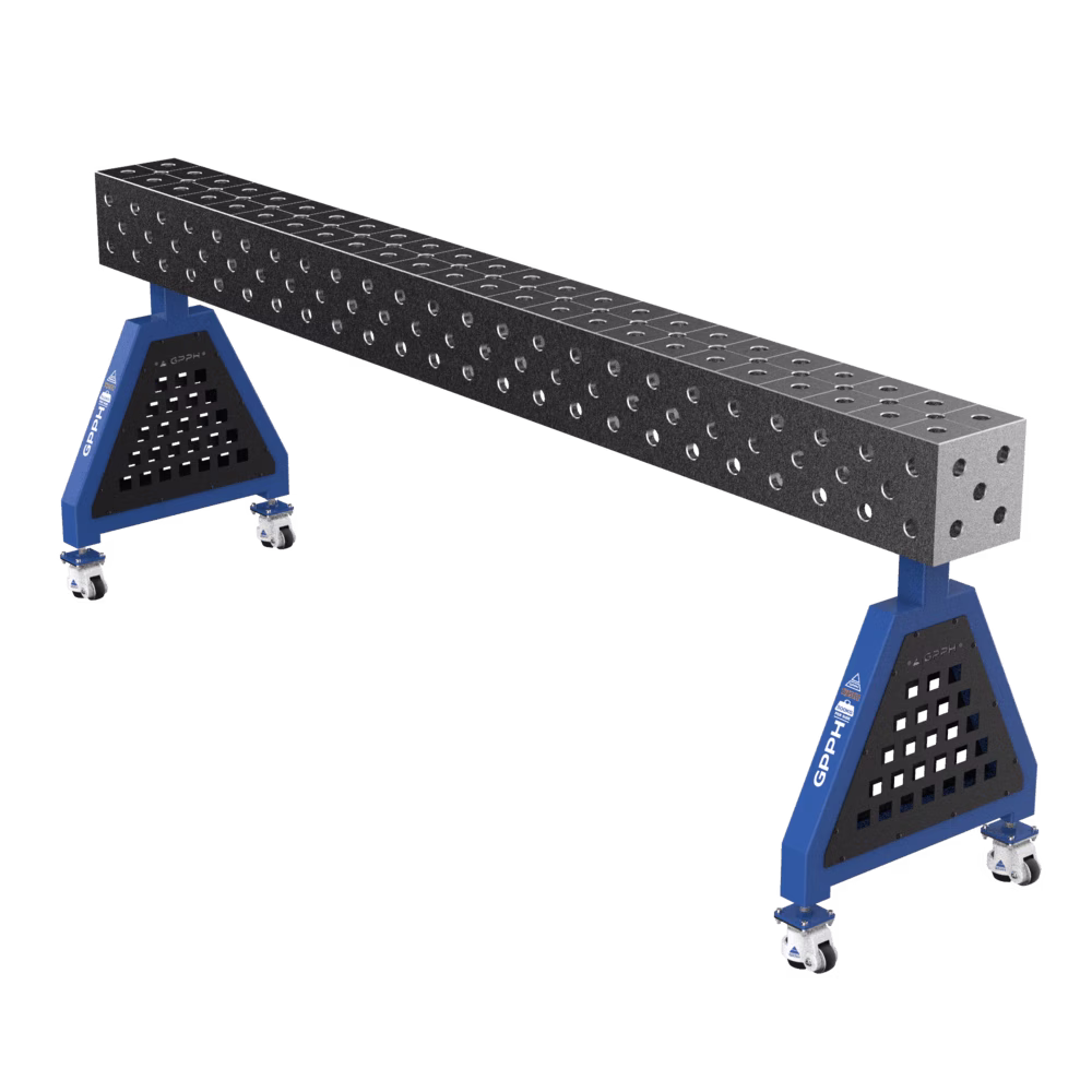 Schweißstütze TRESTLE EXPERT auf Rädern 2400x200x200 mm Ø28 mm diagonales Raster