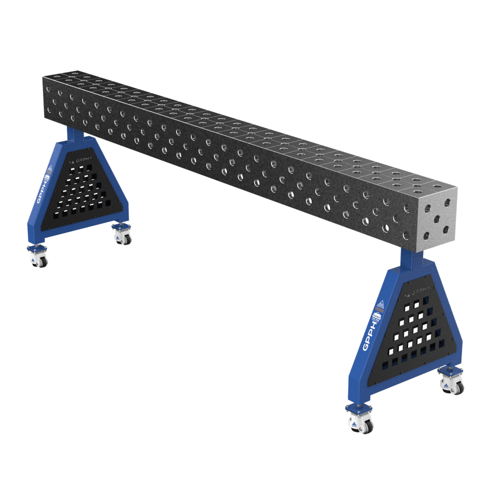 Schweißstütze TRESTLE PRO auf Rädern 2400x200x200 mm Ø28 mm diagonales Raster