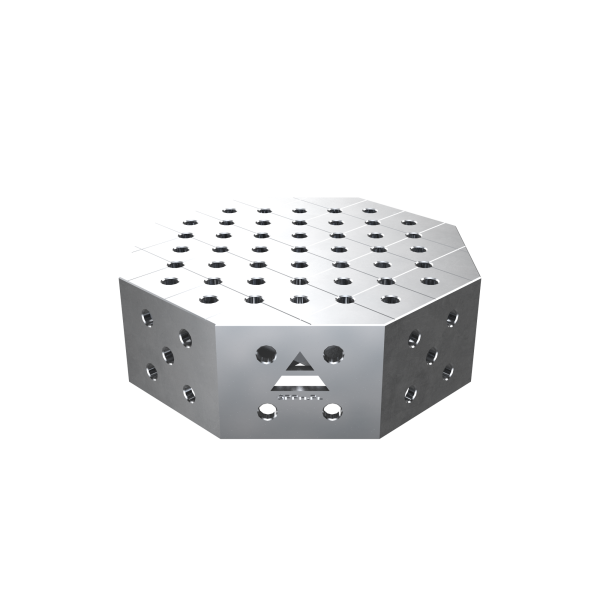 Stół spawalniczy ośmiokątny OCT INOX z blatem PLUS 600x600 mm fi28 mm siatka diagonalna