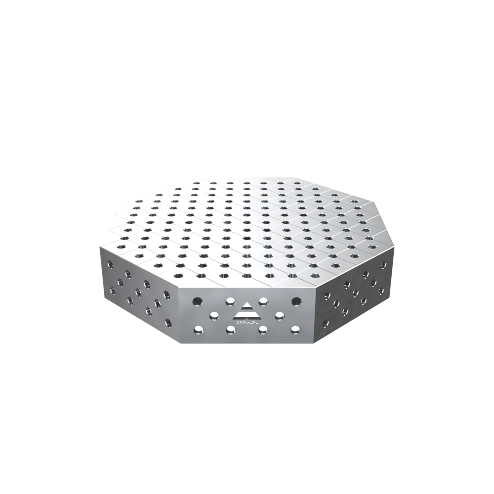 Stół spawalniczy ośmiokątny OCT INOX z blatem PRO 1000x1000 mm fi28 mm siatka diagonalna