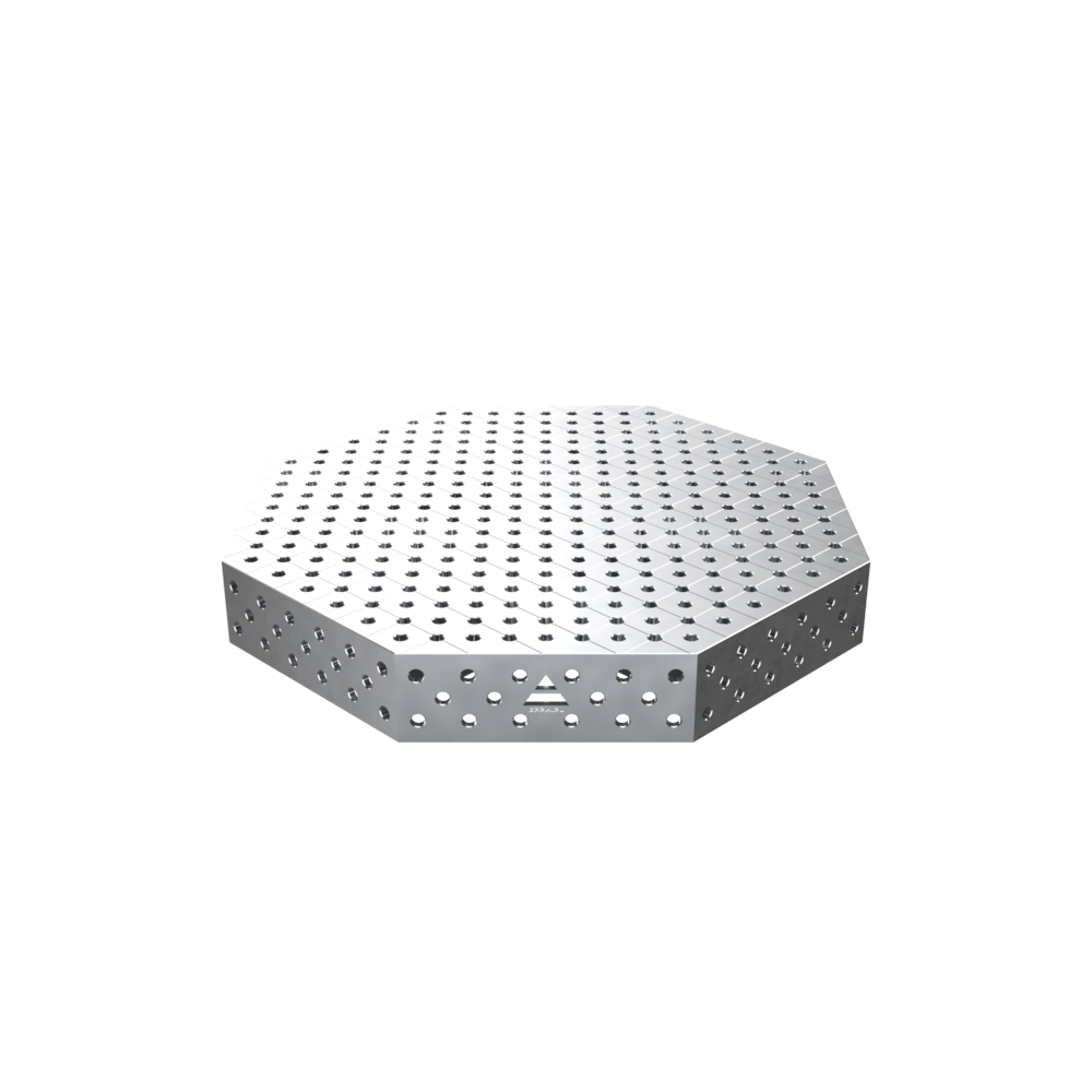 Stół spawalniczy ośmiokątny OCT INOX z blatem PRO 1400x1400 mm fi28 mm siatka diagonalna
