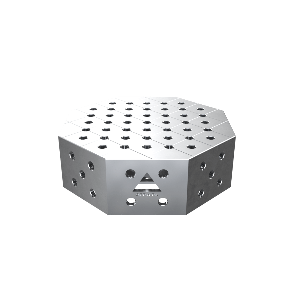 Stół spawalniczy ośmiokątny OCT INOX z blatem PRO 600x600 mm fi28 mm siatka diagonalna