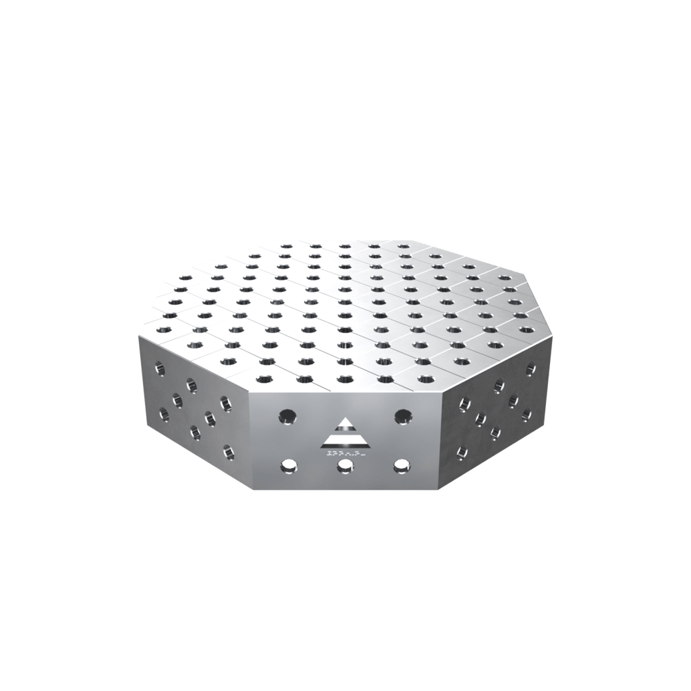 Stół spawalniczy ośmiokątny OCT INOX z blatem PRO 800x800 mm fi28 mm siatka diagonalna