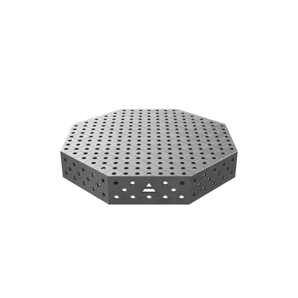 Stół spawalniczy ośmiokątny OCT z blatem PRO 1200x1200 mm fi28 mm siatka diagonalna