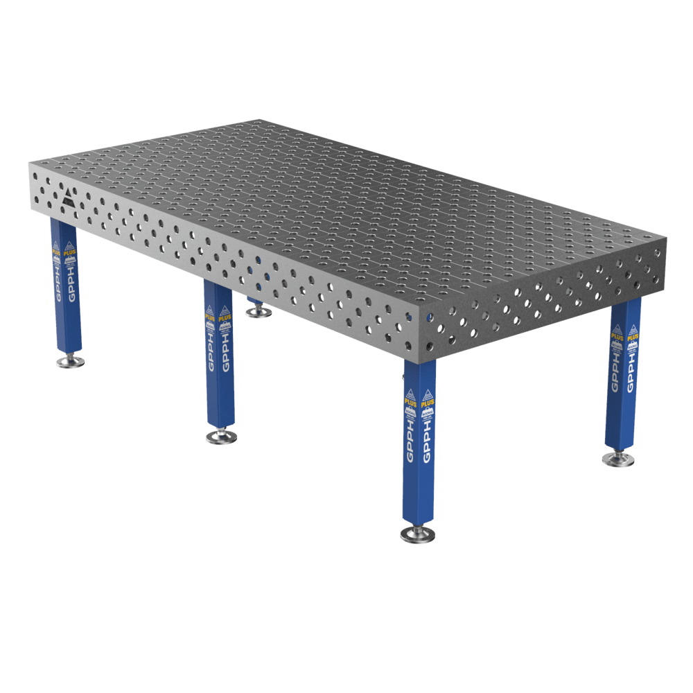 Stół Spawalniczy PLUS Siatka - diagonalna, System - Φ28, Rozmiar - 2400x1200mm, Nogi - Na stopach
