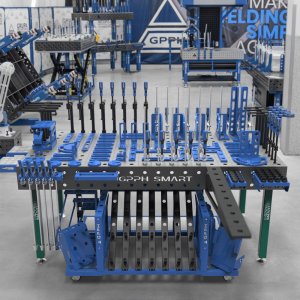 GPPH SMART 12 welding table, φ28, 100x100mm grid, 2000x1000mm, on legs + XL tool set with tool trolley M