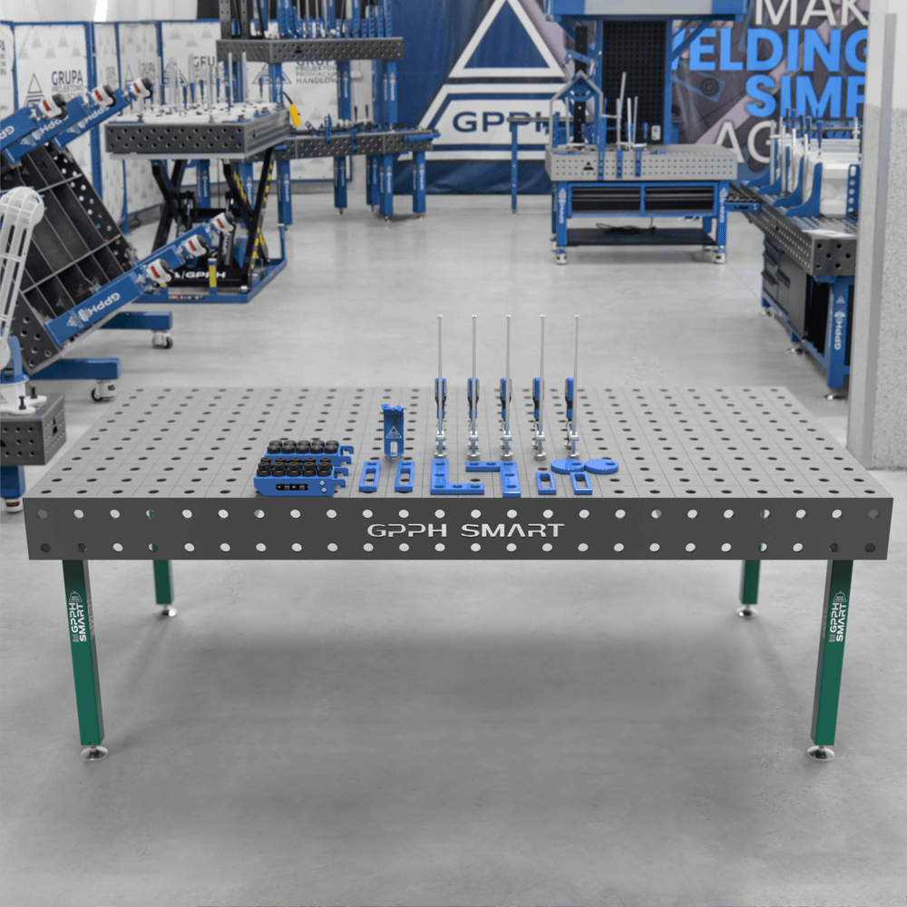 GPPH SMART 12 welding table, φ28, 100x100 mm, 2400x1200 mm, on legs + XS tool set