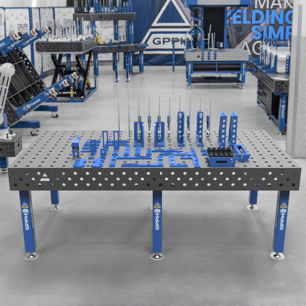 GPPH PLUS welding table φ28 grid 100x100mm 2400x1200 mm on feet with tool set M