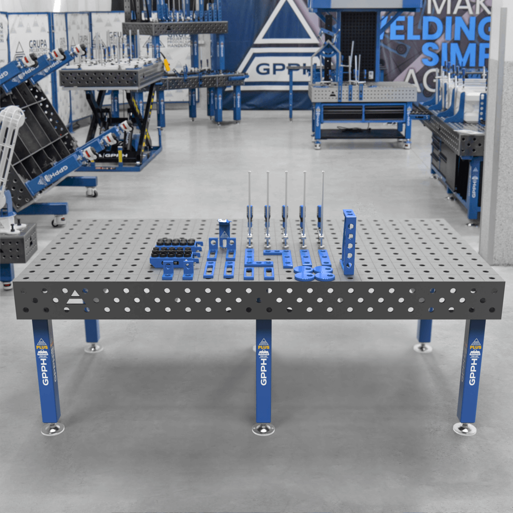 GPPH PLUS welding table φ28 grid 100x100mm 2400x1200 mm on feet with tool set S