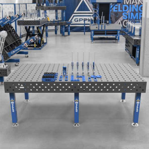 GPPH PLUS welding table φ28 grid 100x100mm 2400x1200 mm on legs with XS tool set
