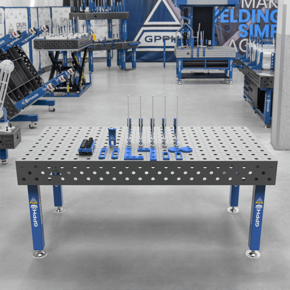 GPPH PLUS welding table φ28 mesh 100x100mm 2000x1000 mm on feet with 2XS tool set