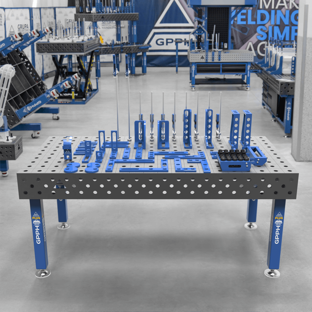 GPPH PLUS welding table φ28 grid 100x100mm 2000x1000 mm on legs with tool set M