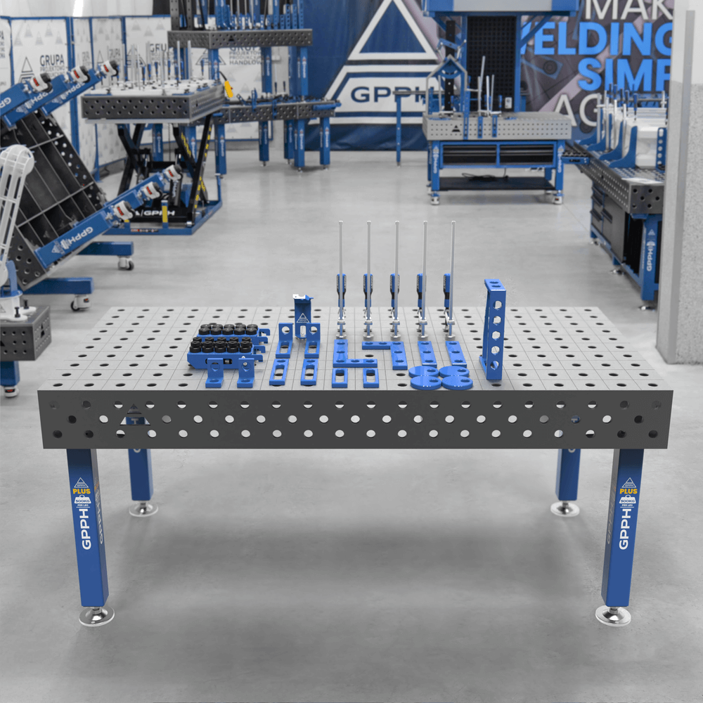 GPPH PLUS welding table φ28 mesh 100x100mm 2000x1000 mm on legs with tool set S