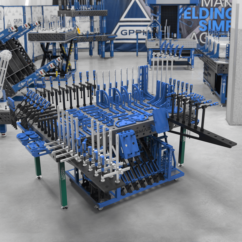 GPPH SMART 12 welding table φ28 100x100mm 2000x1000 mm on feet + 2XL tool set with tool trolley M