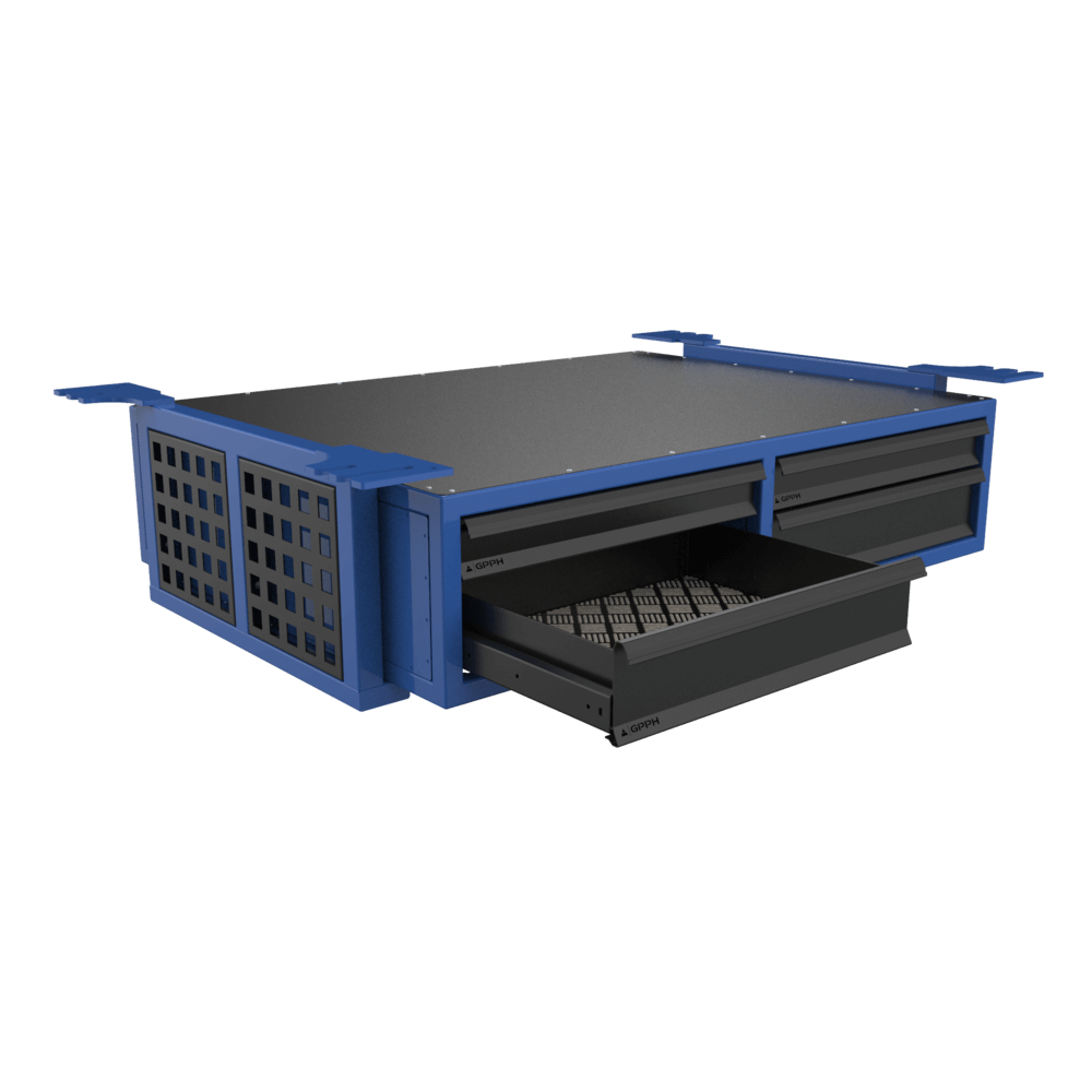 Deschideți sertarele din setul de sertare pentru masa de sudură