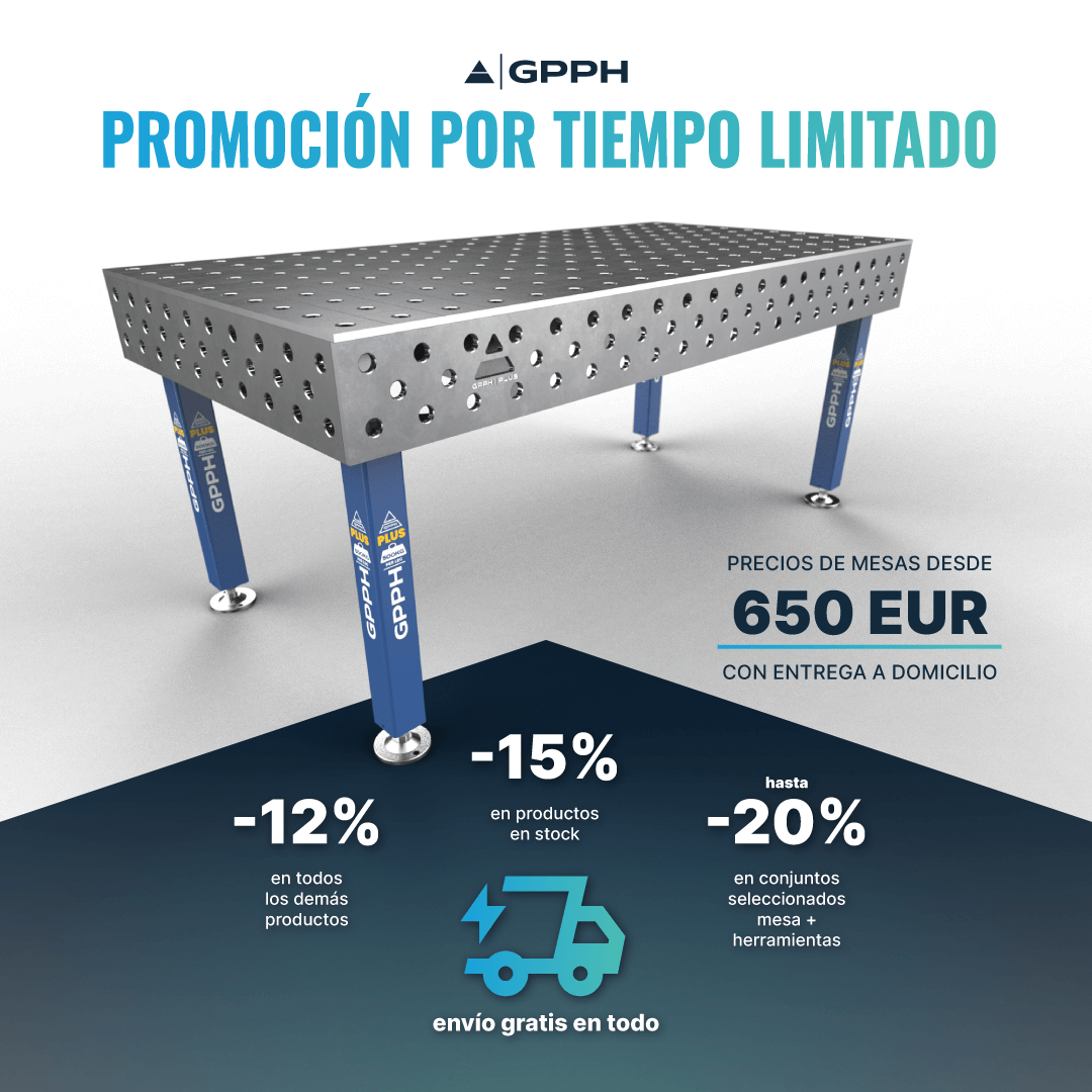 Promoción por tiempo limitado – 12 % de descuento en todos los productos | 15 % en productos en stock | hasta 20 % en conjuntos seleccionados de mesa + herramientas