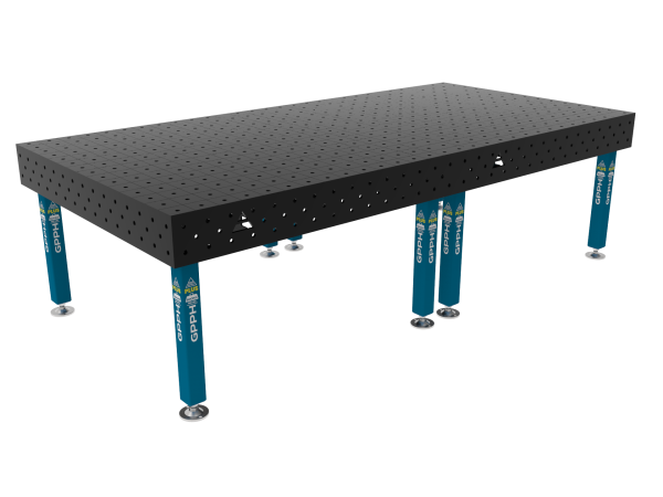 Stół Spawalniczy PLUS Siatka - 100x100mm, System - Φ16, Rozmiar - 3000x1480mm, Nogi - Na stopach