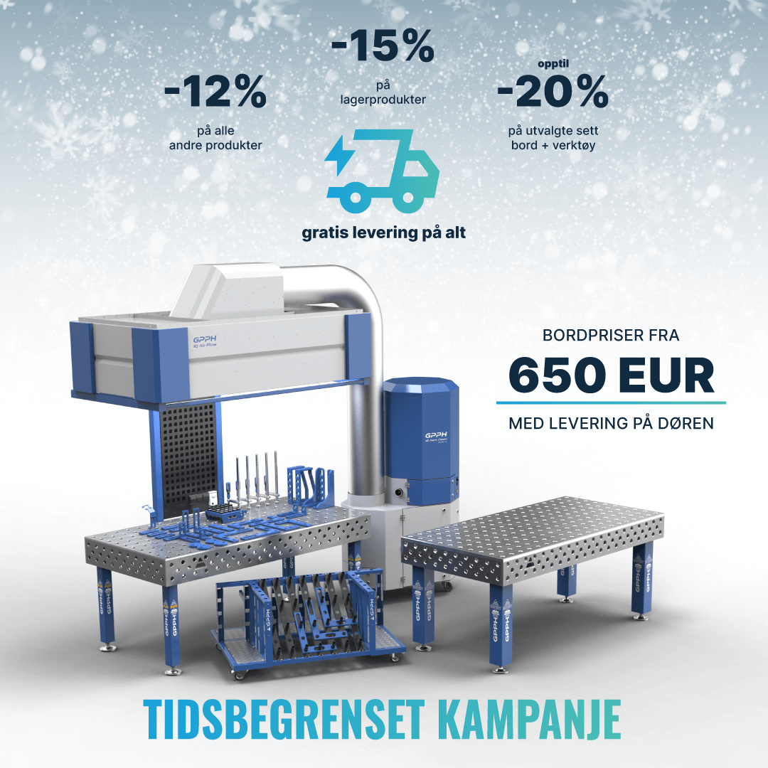 Tidsbegrenset kampanje -12% på alle produkter | -15% på lagerprodukter | opptil 20% på utvalgte sett bord + verktøy