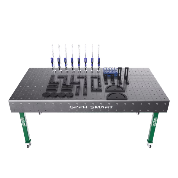 Stół spawalniczy SMART 15 fi28 siatka 100x100 na kołach z zestawem narzędzi SELECT