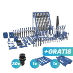 Zestaw narzędzi XL + wózek narzędziowy L lub M - GRATIS: 30x trzpień mocujący i 1x półka M i 1x półka S