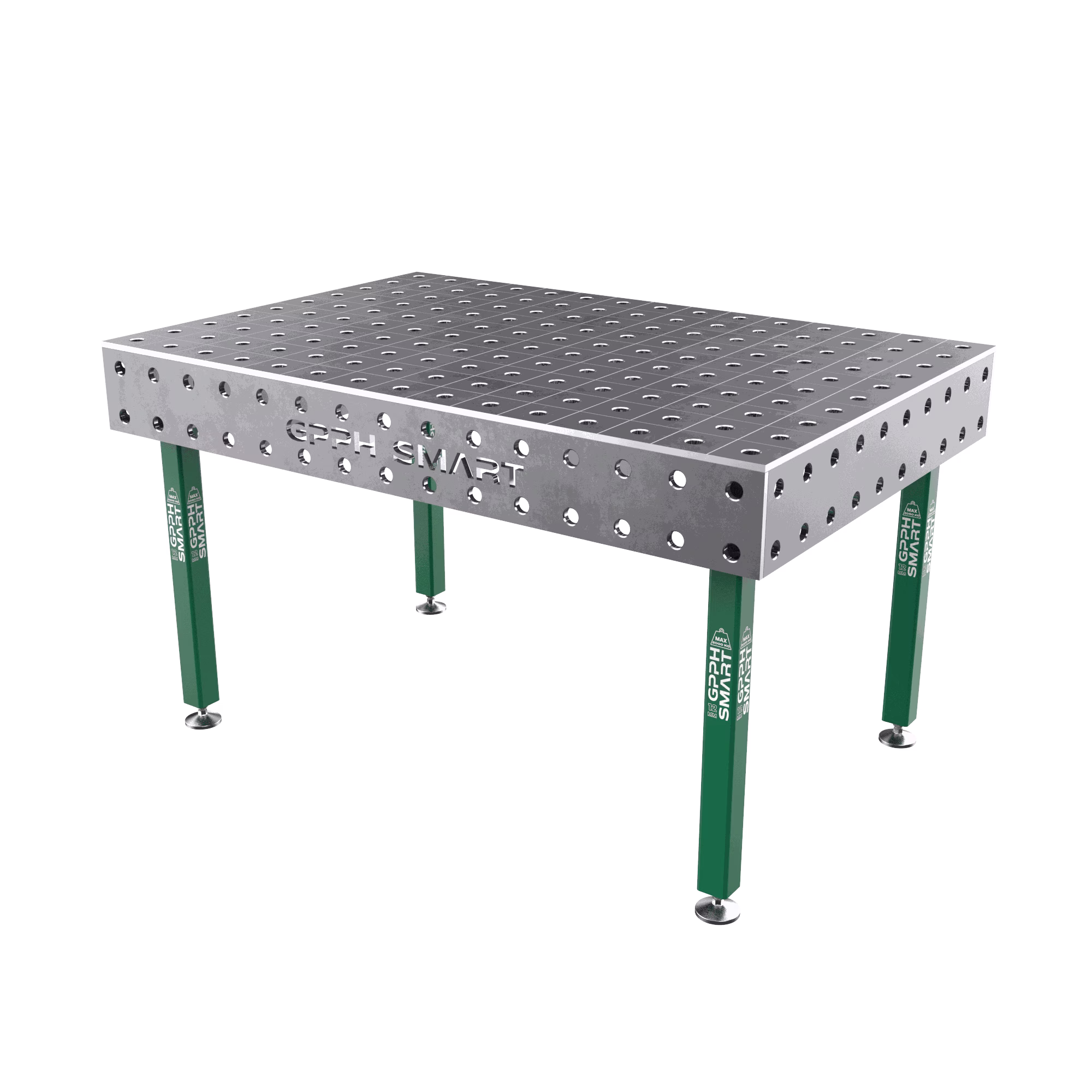 Schweißtisch SMART Gitter - 100x100mm, System - Φ28, Größe - 1500x1000mm, Beine - Auf Füßen, Tischplatte - 12mm