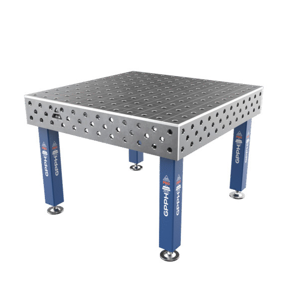 Mesa de soldadura PRO Rejilla - 100x100mm, Sistema - Φ28, Tamaño - 1200x1200mm, Patas - Sobre pies