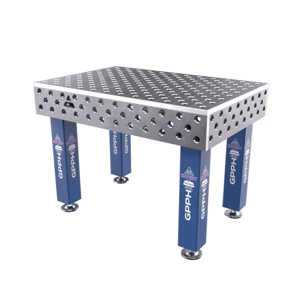 Schweißtisch EXPERT Größe - 1200x800mm, Raster - diagonal, System - Φ28, Beine - auf Füßen