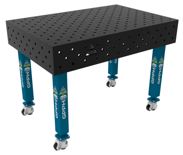Welding table PLUS Size - 1200x800mm, Grid - diagonal, System - Φ16, Legs - On wheels