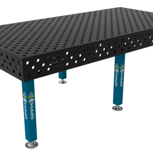 Stół Spawalniczy PLUS Siatka - diagonalna, System - Φ28, Rozmiar - 2400x1200mm, Nogi - Na stopach