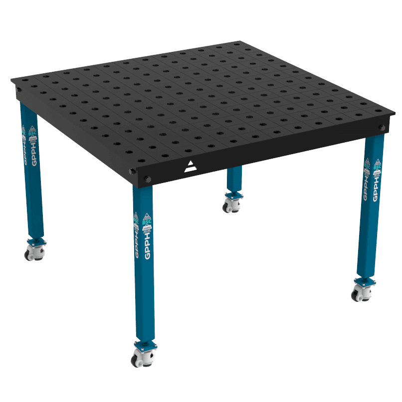 Schweißtisch BASIC Größe – 1200 x 1200 mm, Gitter – 100 x 100 mm, System – Φ28, Beine – auf Rollen