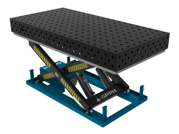 Table de soudage PRO 2000x1000 mm avec système de levage hydraulique, système 28, grille 100x100mm