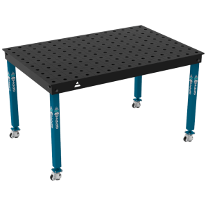 Mesa de soldadura BASIC Tamaño: 1500 x 1000 mm, rejilla: 100 x 100 mm, sistema: Φ28, patas: sobre ruedas