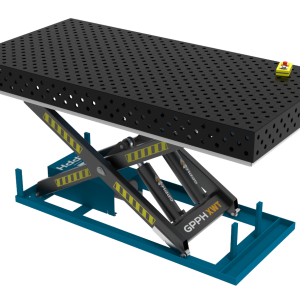 Welding table PLUS 2400x1200 mm with hydraulic lifting system, system 28, diagonal grid